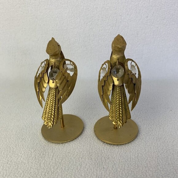 Vicmar 1993 Gold Plated Austrian Crystal Blue Jay Bird Figurines 5” Set of 2 - Picture 3 of 10